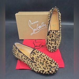 Christian Louboutin Leopard Print Spiked Loafers